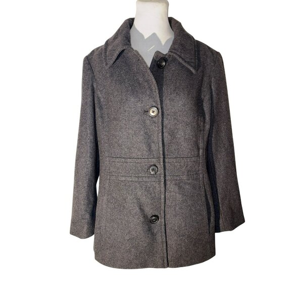 Londontowne Gray Wool Blend Peacoat Jacket Size 1X - Picture 1 of 7